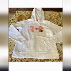 Under Armour Hoodie in White with Pink Logo